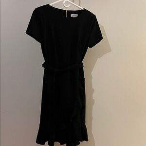 Calvin Klein Black Ruffle Midi Dress